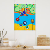 ポスター：トンボと棒つきキャンデーの花 ポスター (キッチン)