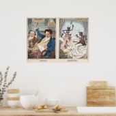 ポスター/プリント：夜 – 朝 – アンティーク風刺画 ポスター (キッチン)