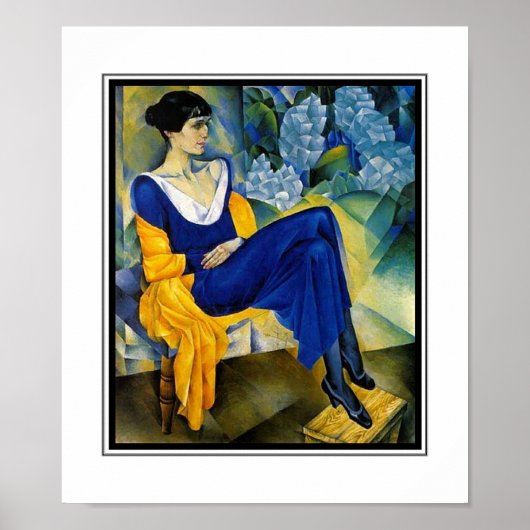 ポスター ヴィンテージ アート 女性 青 Akhmatova_1914 ポスター (正面)