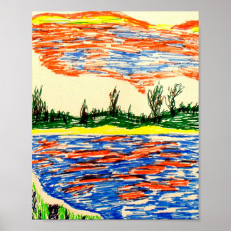 ポスター：空と海の反射ビュー。 ポスター