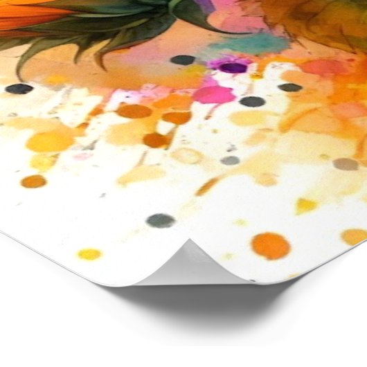 ポスター – 美しい黄色のひまわりアート (角)