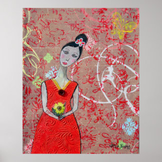 ポスター：赤いドレスのアデライン ポスター