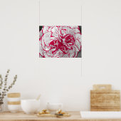 ポスター – 赤と白のカーネーション (キッチン)