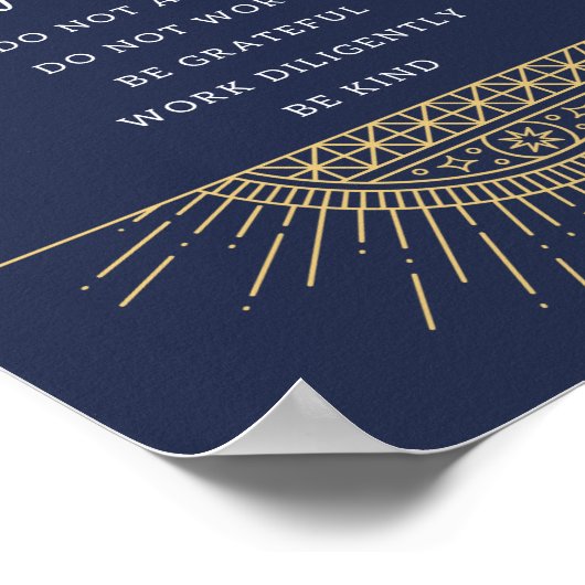 ポスター.霊気の注意事項,金ゴールドとブルー,英語, 8x10 ポスター (角)