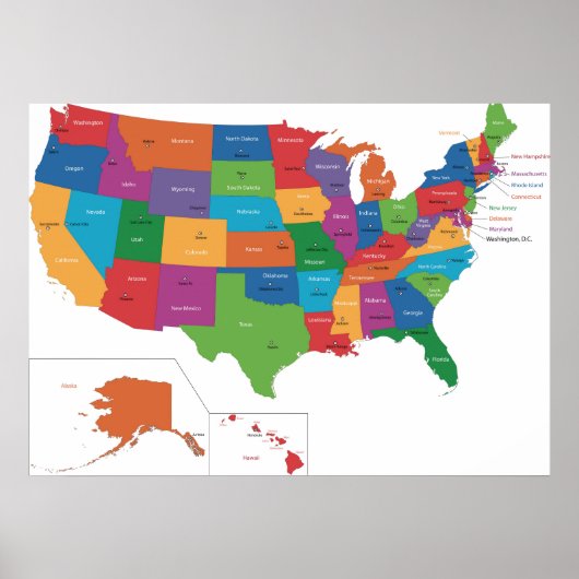 ポスター – 首都のある米国 (正面)