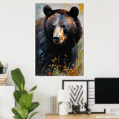 ポスター |黒クマ |油彩画スタイル (ホームオフィス)