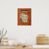 ポスター – 16 x 20 – ウィスコンシン晩餐クラブの地図 (キッチン)