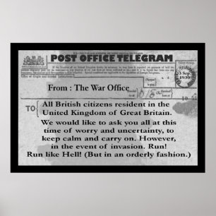 ポスター – 18インチx 12インチ漫画電報