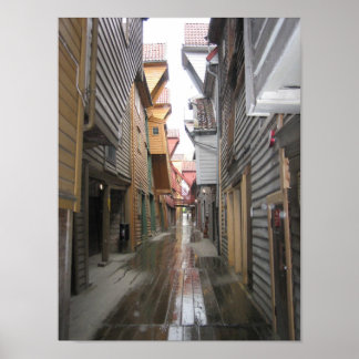 ポスター： Bryggen Walkway, Bergen, Norway ポスター