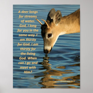 ポスター – Deer Drink Water with Psalms 47:1-2