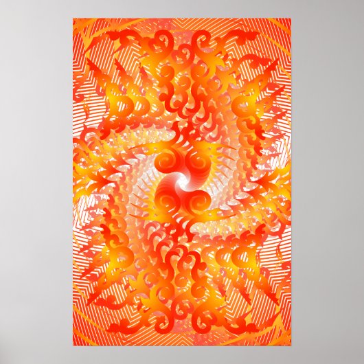 ポスター： Orange Spiral Pattern: Vectorスケッチ ポスター (正面)