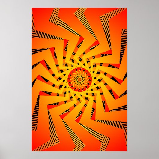 ポスター： Orange Spiral Pattern: Vectorスケッチ ポスター (正面)