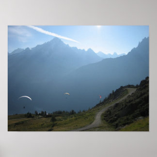 ポスター： Paragliders Chamonix Valley France ポスター