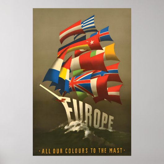 ポスター Pro-Europe マストのすべての色 (正面)