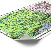 ポスター – Yorkshire/Lancashireのヴィンテージ地図 (角)