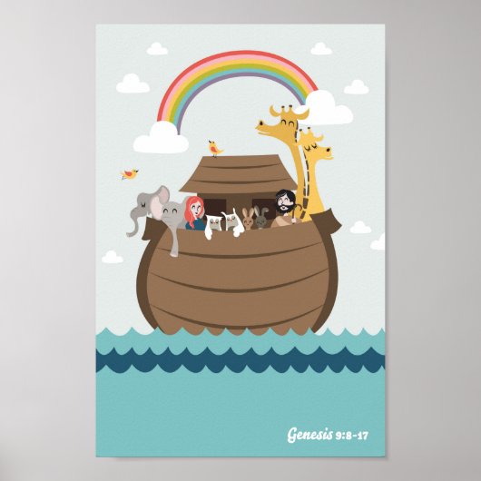 ポスターNoah's Ark Animal Pairs Christian Wall Art ポスター (正面)