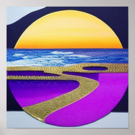 ポスタ太陽のー金ゴールド川 ポスター