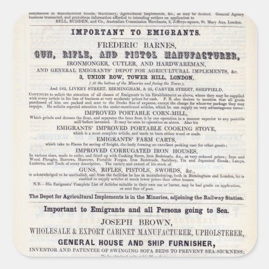 ポスタ広告ーの移住業務 スクエアシール (正面)