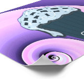 ポスタ渦巻形のーに紫と青のカップケーキデザイン ポスター (角)