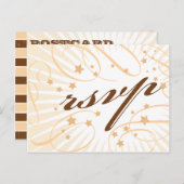 ポスタ素朴ー:クリーム&ブラウンウェディングRSVP インビテーションポストカード (正面/裏面)