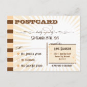 ポスタ素朴ー:クリーム&ブラウンウェディングRSVP インビテーションポストカード (裏面)