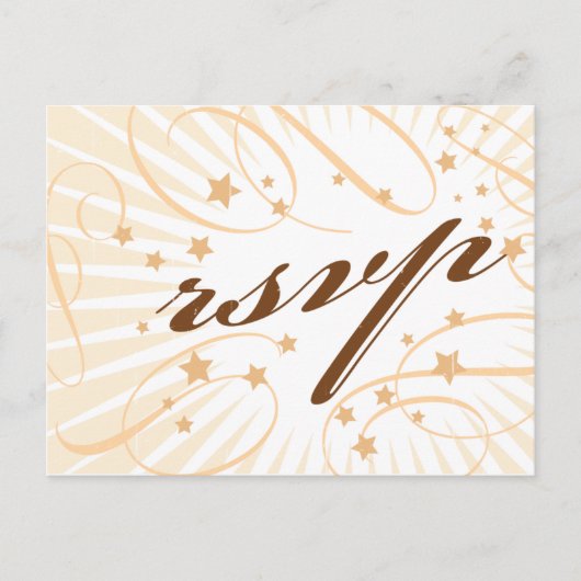 ポスタ素朴ー:クリーム&ブラウンウェディングRSVP インビテーションポストカード (正面)