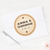 ポスタ素朴ー：クリーム&ブラウン結婚シール ラウンドシール (封筒)