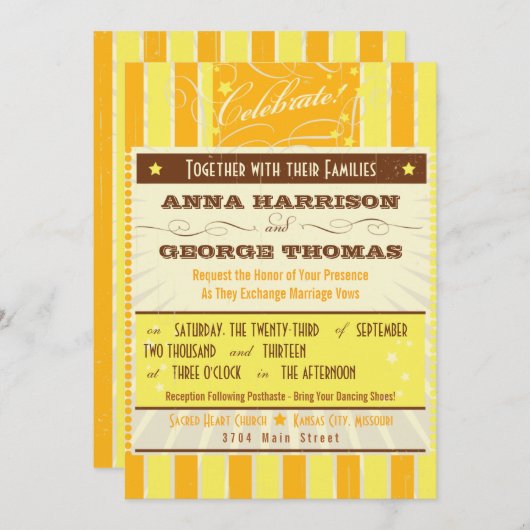 ポスタ素朴ー:トロピカルサンカスタムウェディング 招待状 (正面/裏面)