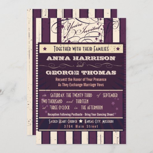 ポスタ素朴ー:ナス夢カスタムウェディング 招待状 (正面/裏面)