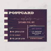 ポスタ素朴ー:ナス紫の結婚式RSVP インビテーションポストカード (裏面)