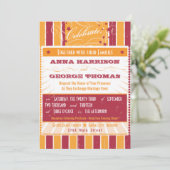 ポスタ素朴ー：ピンク&オレンジのカスタムウェディング 招待状 (スタンド正面)