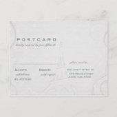 ポスタ素朴ー:繊細なティール(緑がかった色)と紫のRSVP インビテーションポストカード (裏面)