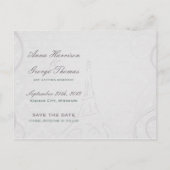 ポスタ素朴ー：繊細なティール（緑がかった色）&パープル日付を保存 案内ポストカード (裏面)