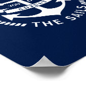 ポスタ航海のーブルーとホワイトのいかりバッジ ポスター (角)