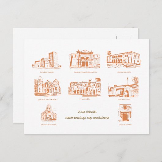 ポスティシャルゾナコロニアル、サント・ドミンゴ、ドム代表。 ポストカード (正面/裏面)