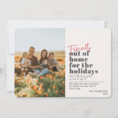 ポストおもしろいCOVID最終的に家を出る赤い写真 シーズンカード (正面)