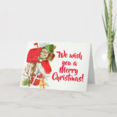 ポストのクリスマスのヴィンテージの子ネコ シーズンカード (正面)