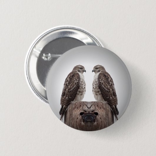 ポストのタカ 缶バッジ (正面&裏面)