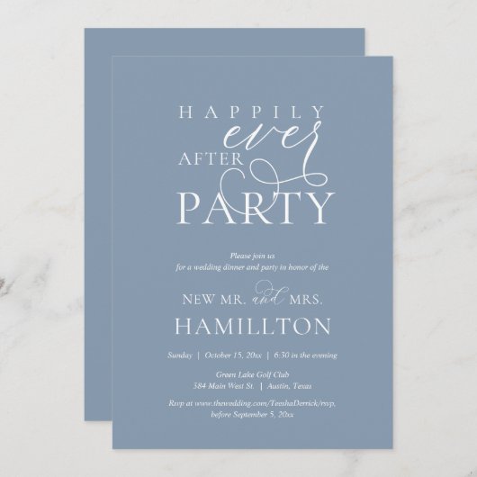 ポストのディナーと結婚パーティーの後で幸せに 招待状 (正面/裏面)