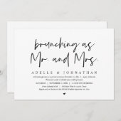 ポストのブランチのミスターとミセスとしてブ結婚ランチング 招待状 (正面/裏面)