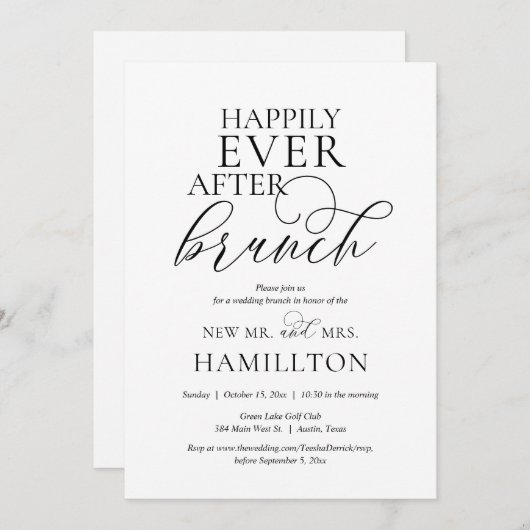 ポストのブランチの後で幸結婚福に 招待状 (正面/裏面)