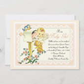 ポストのベビーシャワーの中のヴィンテージの女の赤ちゃん 招待状 (正面)