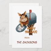 ポストの中のウサギのホリデーカード シーズンカード (正面/裏面)