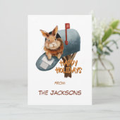 ポストの中のウサギのホリデーカード シーズンカード (スタンド正面)