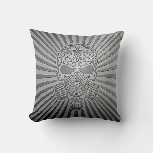 ポストの終末論的な砂糖のスカル、鋼鉄効果 クッション (正面)