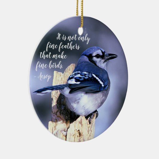 ポストの野性生物の写真の自然のアオカケス セラミックオーナメント (右)