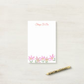 ポストイットのノートをする白い事物のピンクのアマリリス ポストイット (デスク上)