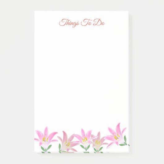 ポストイットのノートをする白い事物のピンクのアマリリス ポストイット (正面)