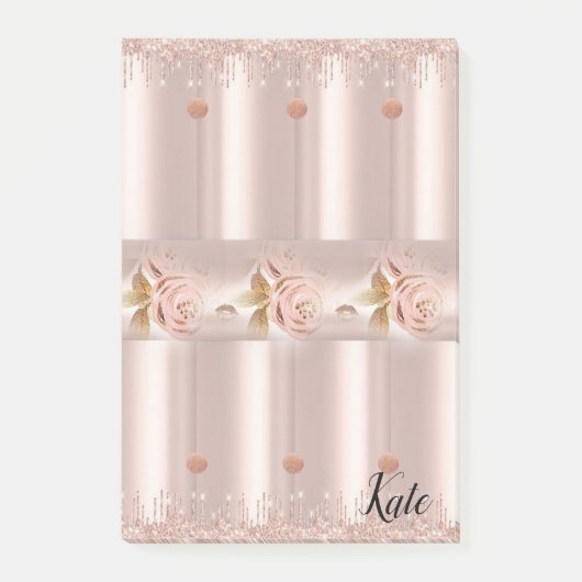 ポストイットノートピンクローズグリッタードリップ ポストイット (正面)