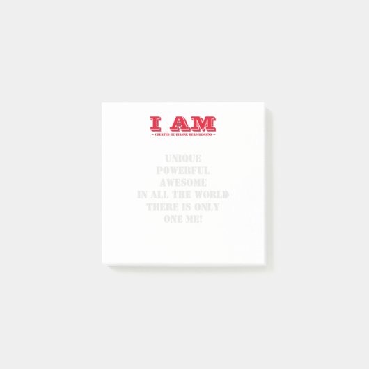 ポストイットノートRed I AM ユニーク Powerful Watermark ポストイット (正面)